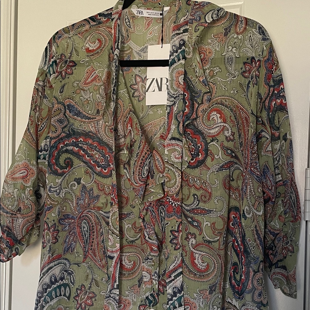 Zara Paisley Blouse - Green and Blue